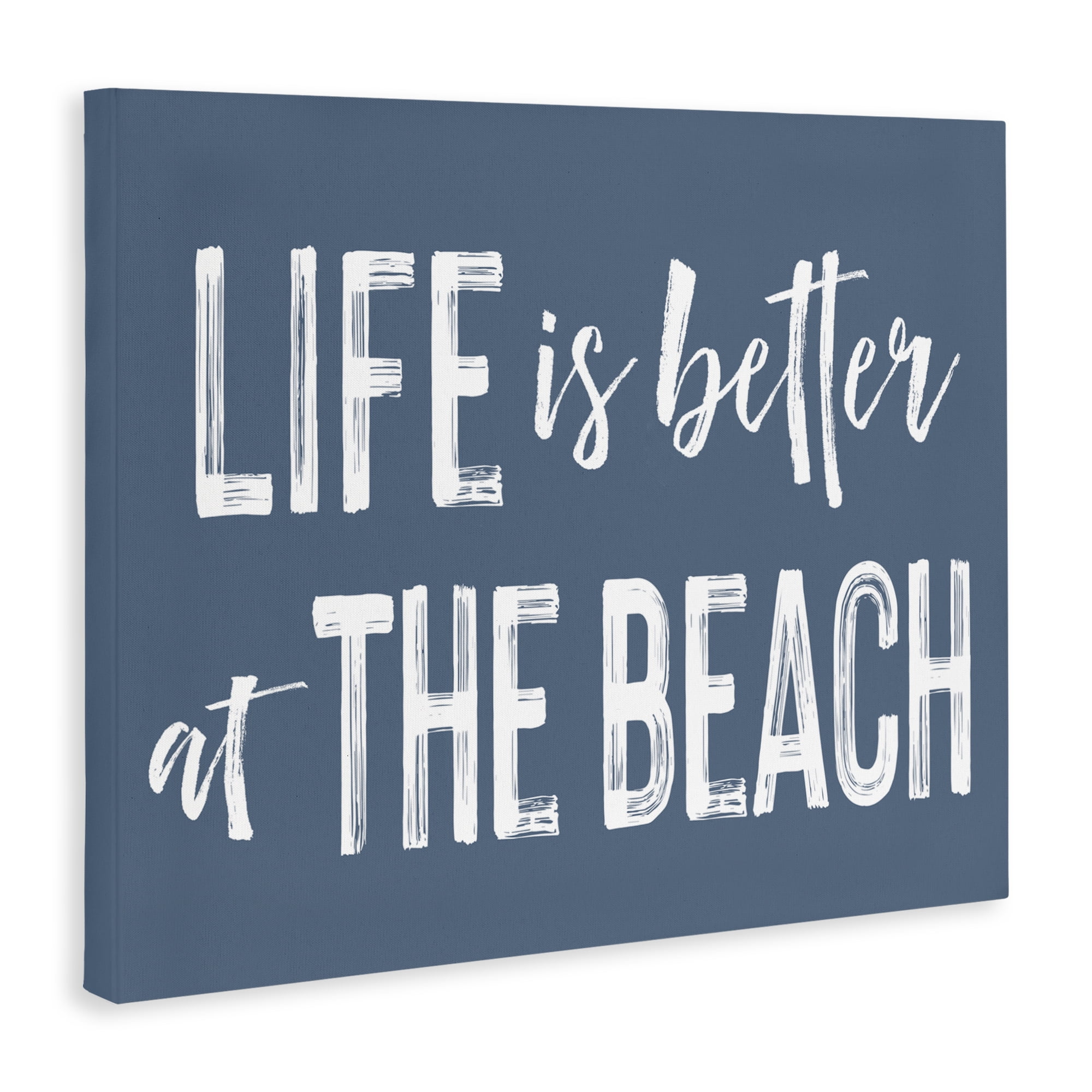 Life Better At Beach Blue Canvas Wall Art, design by Lettered and Lined