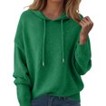 thumbnail image 2 of vigerkar Sweaters for Women Solid Color Hooded Sweater Lightweight Pullover Fall Winter Tops (Green, M), 2 of 6