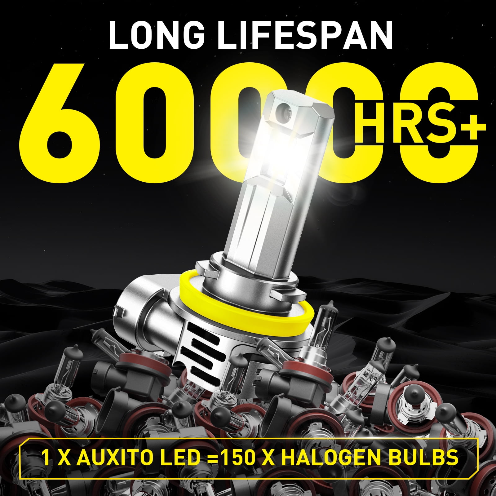 AUXITO 2026 Latest H11 Headlight Bulb, 900% Brighter 30,000lm 6500K Cool White H8 H9 H11 LED Headlight Bulbs for Low Beam High Beam, 1:1 Mini Size 5 Mins Easy Installation, Plug and Play, Pack of 2