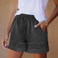 thumbnail image 4 of Alkepwun Womens Athletic Shorts 100% Cotton Solid Plus Size Lace Trim Elastic High Waisted Shorts Summer Casual Loose Vacation Beach Lounge Bohe Shorts, 4 of 8