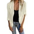 thumbnail image 2 of Cardigan Sweaters for Women 2025 Lightweight Short Sleeve Hollow Out Open Front Casual Knit Sweater Cardigan, 2 of 6