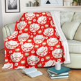 thumbnail image 1 of Cute Maneki Neko Lucky Cat Red Background Premium Blanket, 1 of 5