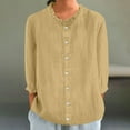thumbnail image 2 of Shirts for Womens Dressy Casual Plus Size New 3/4 Sleeve Lace Neckline Solid Color Pullover Casual Top, 2 of 6