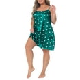 thumbnail image 2 of Agnes Orinda Women's Plus Size Valentines Day Nightgown Camisole Sleeveles Heart Print Lingerie Dress Sleepwear 3X Green, 2 of 6