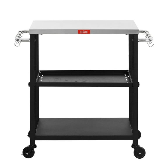 Feasto Adjustable 3-Tier Outdoor/Indoor Food Prep Cart Work Table with Stainless Steel Table Top