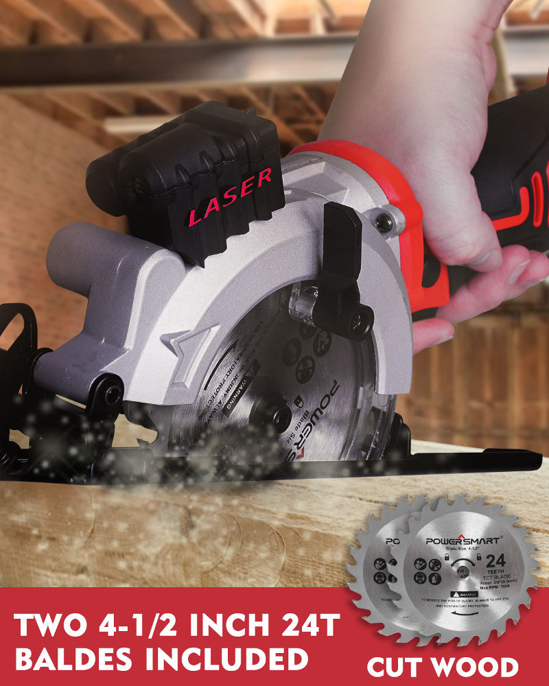 PowerSmart PS76138A 20V Cordless 1/2 in. Mini Circular Saw with 4.0 Ah  battery and Charger