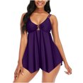 thumbnail image 2 of Plus Size Tankini Top Fashion Printed Bikini Push-Up Padded Summer Clothes for Women,Purple-1,M, 2 of 6
