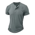 thumbnail image 2 of zfhfof Men's Henley Shirts Short Sleeve Basic Tops Fashion Casual Summer Solid Button T Shirts, 2 of 5