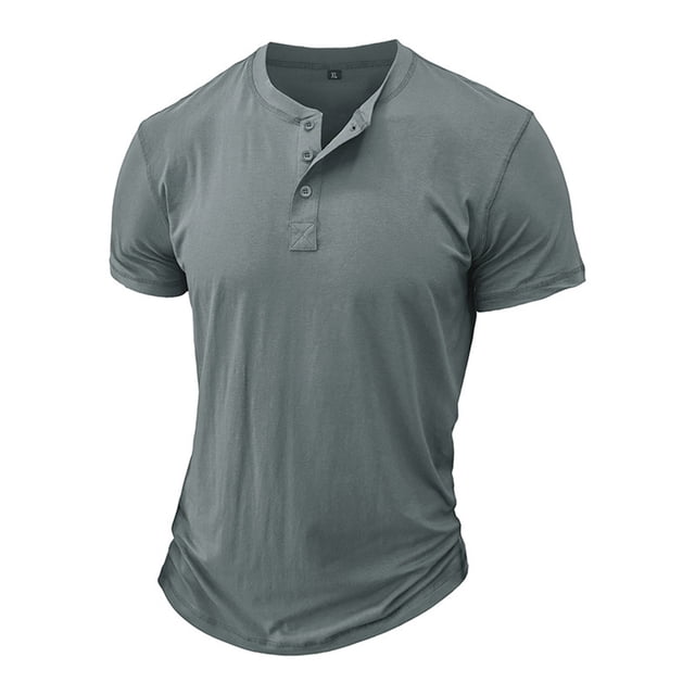 pstuiky camisetas para hombre, Camiseta de manga corta para hombre, estilo informal, lisa, con cuello vuelto, botones y blusa camisetas de hombre l
