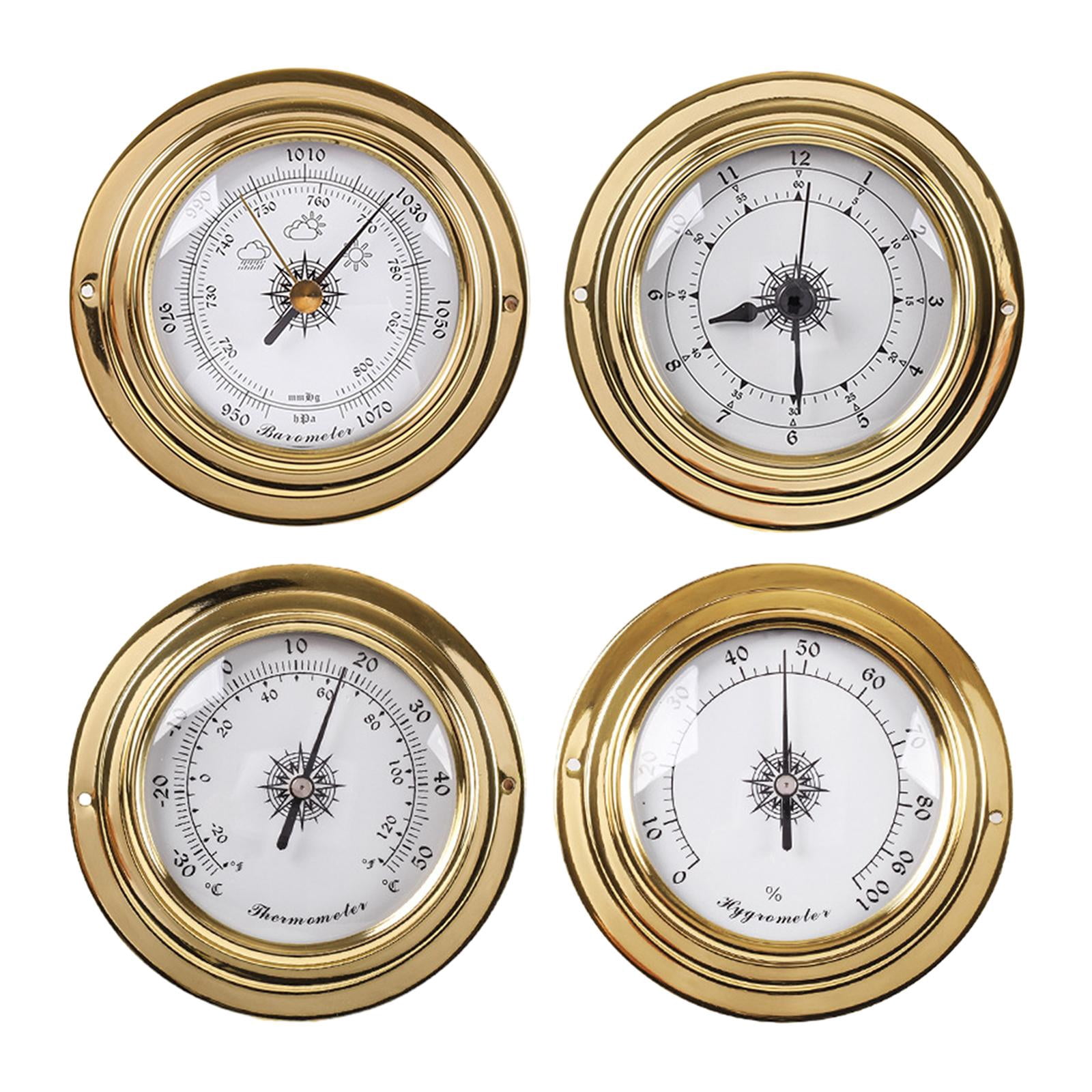 4Pcs Barometers Clock Meter Thermometer Hygrometer for Barn Yachting