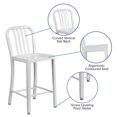 thumbnail image 2 of 24'' High Blue Metal Indoor-Outdoor Counter Height Stool with Vertical Slat Back, 2 of 9