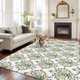 thumbnail image 2 of Large Area Rugs for Living Room Bedroom, Vintage Abstract 8'x10' Rug Washable Carpet Runner Indoor Outdoor, Retro Floral Texture Green Non Slip Floor Mats Rug for Kitchen, Patio, 2 of 8