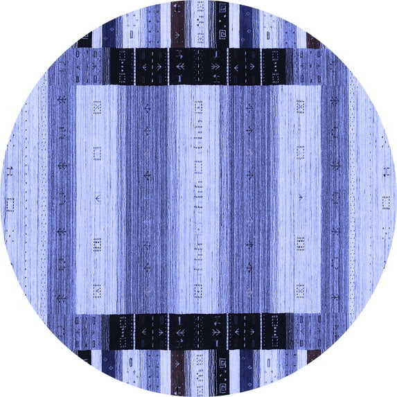 Ahgly Company Machine Washable Indoor Round Solid Blue Modern Area Rugs, 5' Round