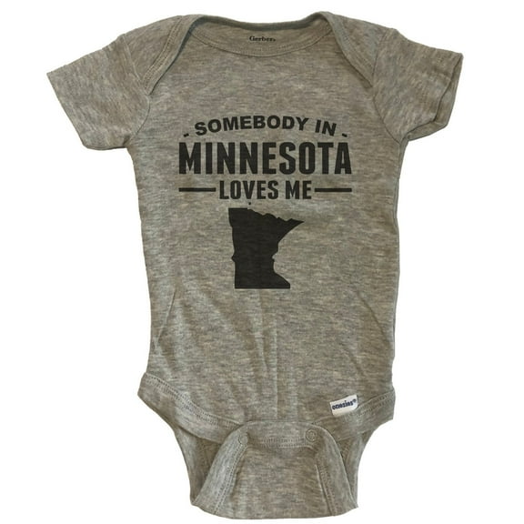 Somebody In Minnesota Loves Me Baby Bodysuit - Minnesota Baby Bodysuit - Grey