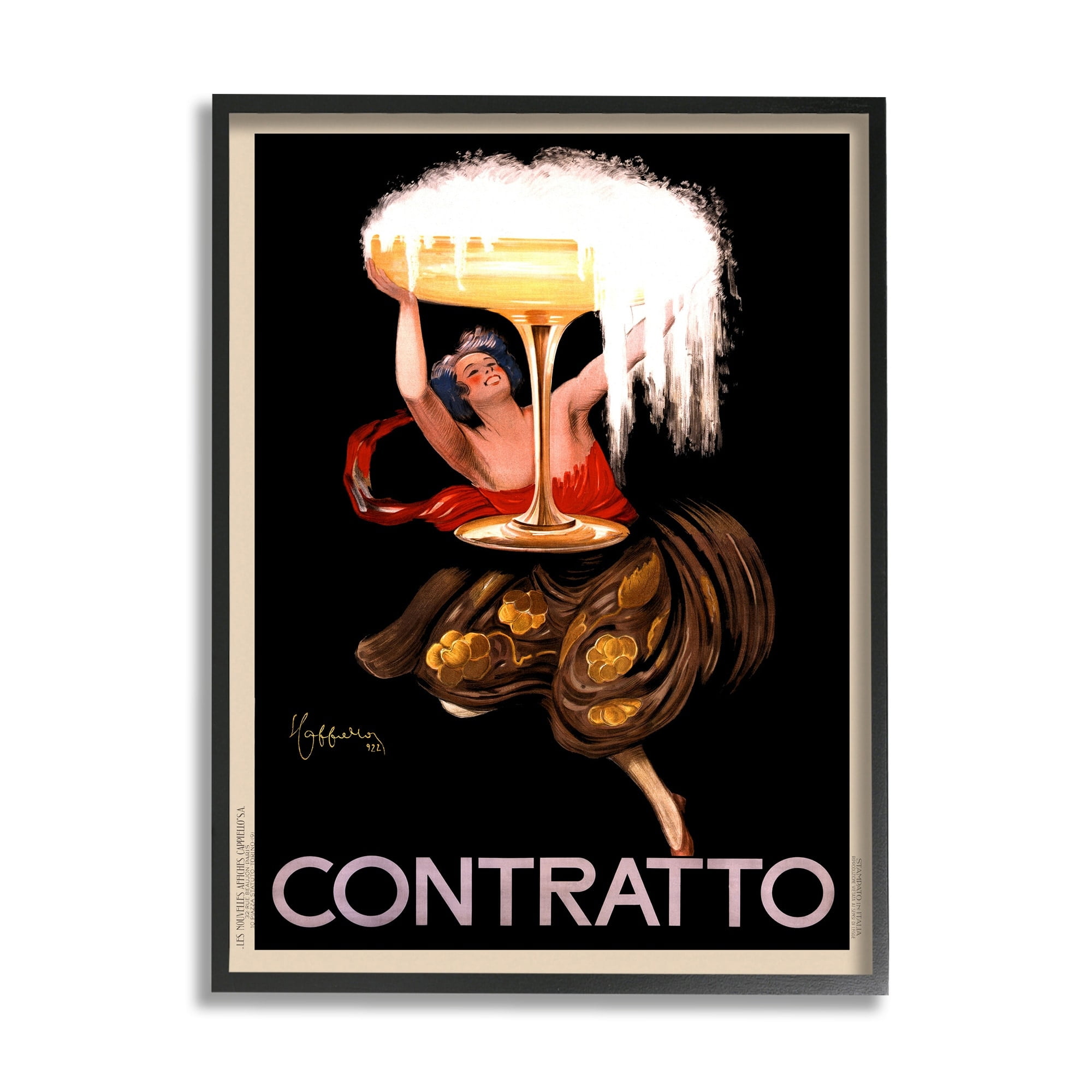 Stupell Industries Vintage Vermouth Cocktail Illustrative Advertisement Contratto Black Framed by Anonymous