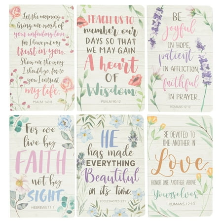 6 Pack Faith Prayer Journal Notebooks for Women - 40 sheets, 5x8 Inches - Rustic Floral Designs, Small Prayer Journal for Reflection, Bible Study, and Daily Devotion