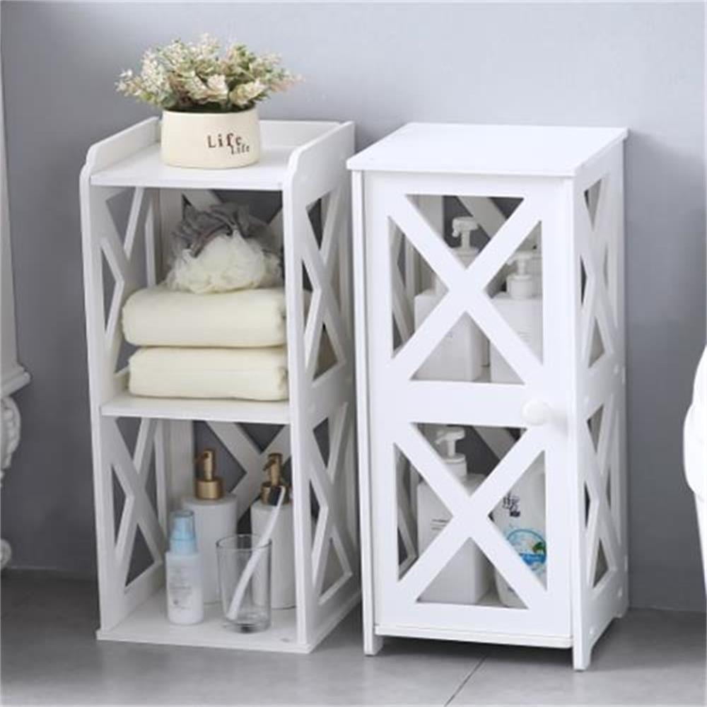 Kepooman Bathroom 3 Shelves Free Standing PVC Storage Cabinet for Bedroom Living Room, White Kepooman Bathroom 3 Shelves Free Standing PVC Storage Cabinet for Bedroom Living Room, White