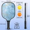 thumbnail image 4 of Pickleball Paddles Set Of 2, Fiberglass Surface, Turquoise Marble Pattern, 4 Balls & Bag, 4 of 5