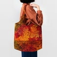 thumbnail image 4 of Xecao's Autumn Leaf Canvas Tote Bag is a versatile choice for women, serving as a stylish beach bag, shopping bag,and reusable grocery bag., 4 of 5