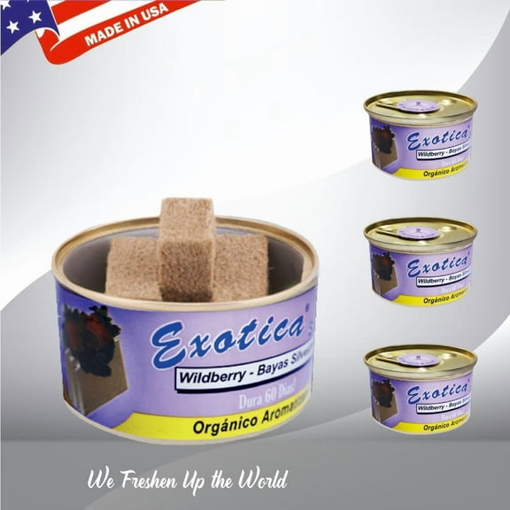 Exotica Car Air Freshener | Spill-proof Can | Organic | For Home & Auto | Long Lasting Freshness | (Pack of 12) (Wild Berry)