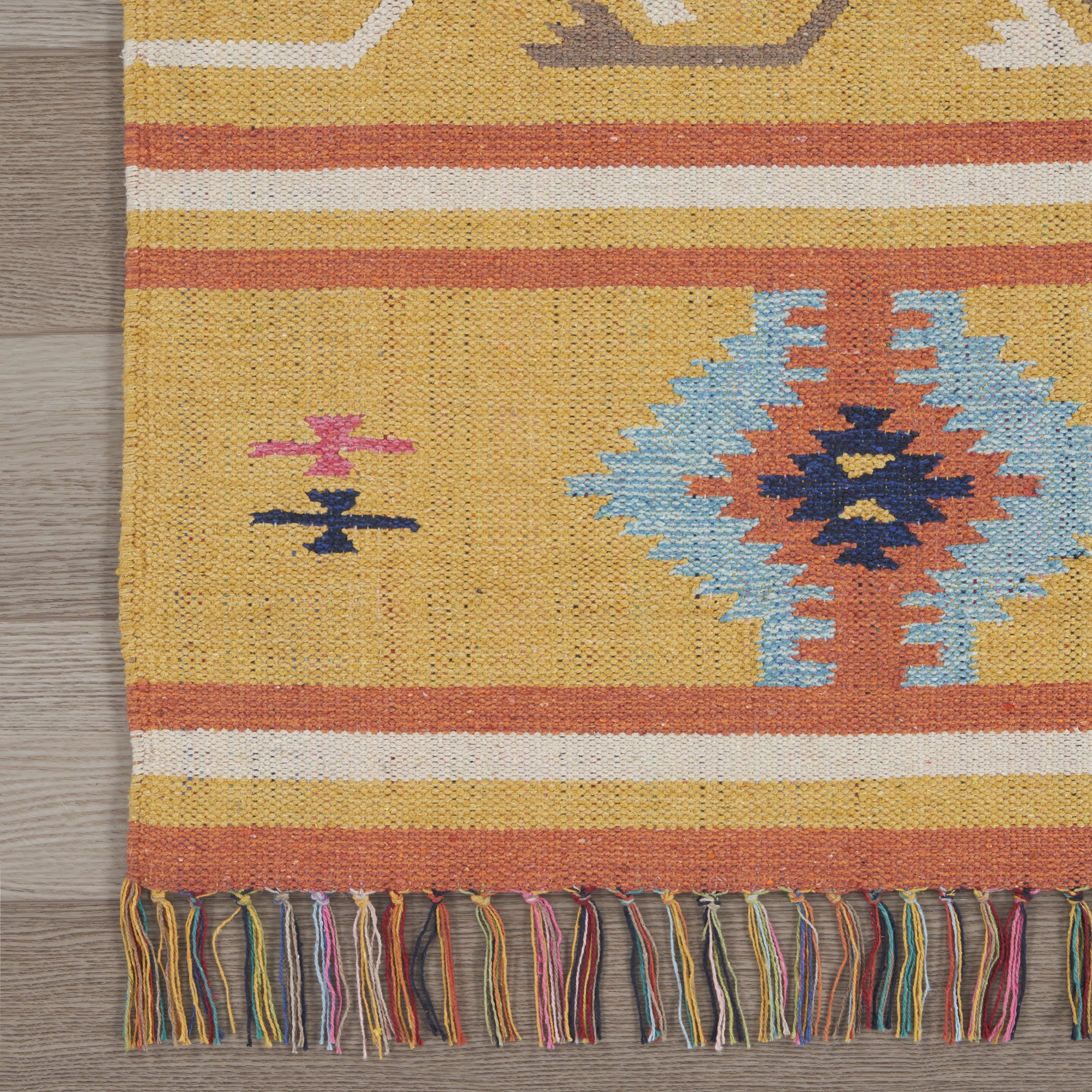 Nourison Baja Tribal Yellow 6'6" x 9'6" Area Rug, (7x10)