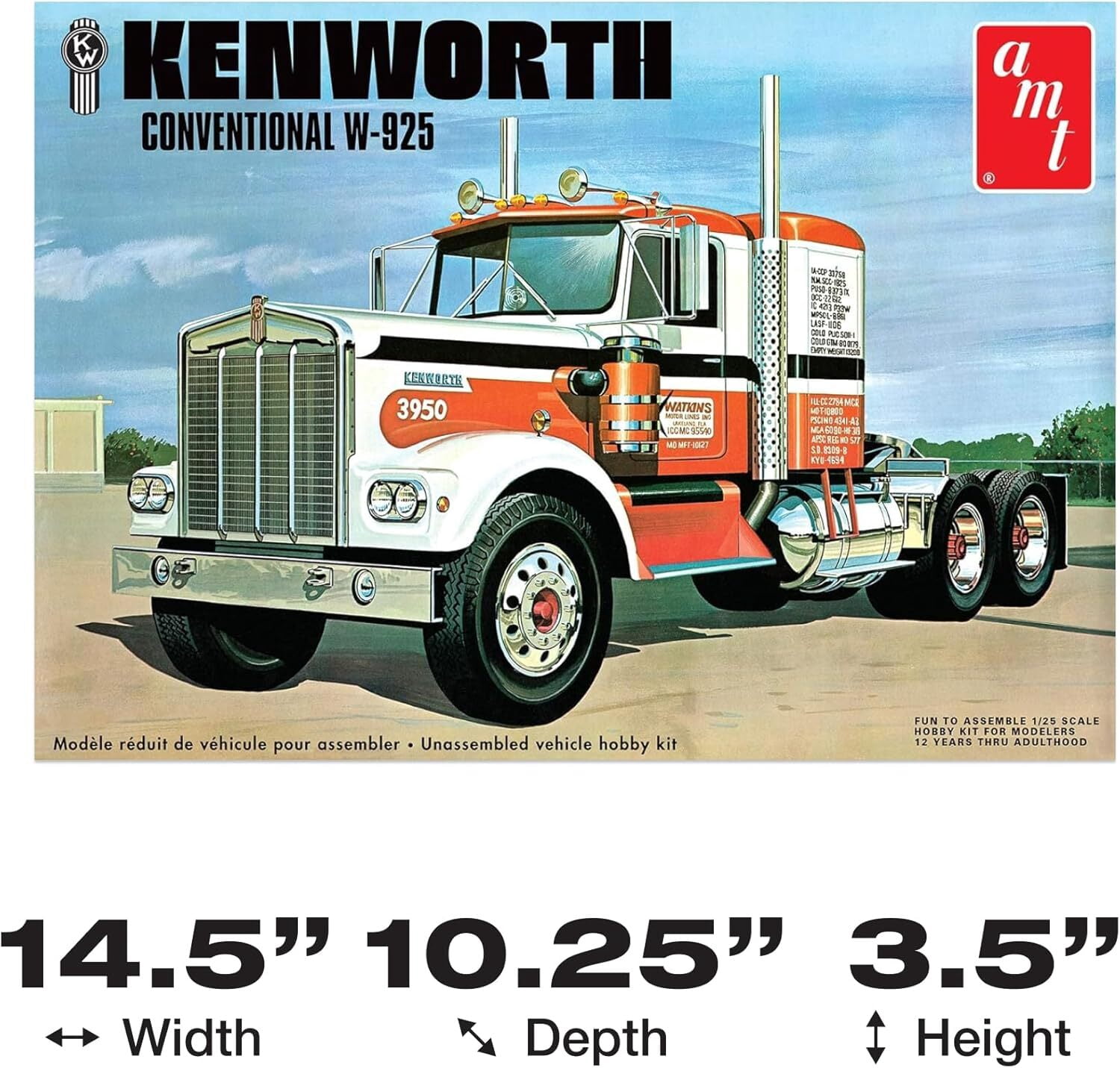 AMT Kenworth W925 Conventional 1/25 Scale Model Kit
