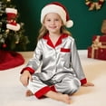 thumbnail image 5 of Htigea Satin Pajama Family Matching Sets for Xmas Comfy Long Sleeve Shirts and Pants 2 Piece Christmas Sleepwear ( 150, Silver ), 5 of 5