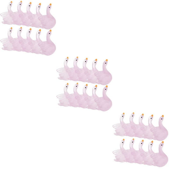 3 PCS Luminous Swan Ornament Topper Fairy Garden House Micro Pink