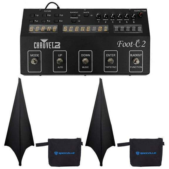 Chauvet DJ Foot C-2 36-Channel DMX Foot Controller w/MIDI LCD Display (2) Scrims