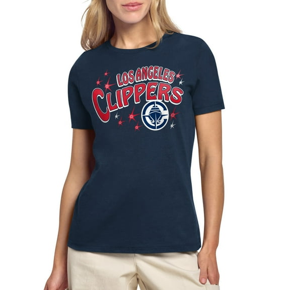 Women's Starter Navy LA Clippers Fireworks T-Shirt