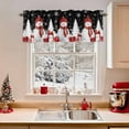 thumbnail image 2 of Christmas Red Snowman Valances for Windows, White Pine Tree Xmas Balls Snow Black Rod Pocket Valance Short Window Treatments Curtains for Kitchen Bathroom Bedroom Decor, 60 x 14 In, 2 of 9