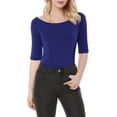 thumbnail image 6 of MODA NOVA Juniors Half Sleeves Scoop Neck Fitted Layering Top T-Shirt, 6 of 7