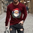 thumbnail image 2 of KeShDi Mens Long Sleeve Tee Shirts Man Fashion Fallow Christmas Printing Round Neck Long Sleeve Blouse Wine 4X, 2 of 5