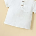thumbnail image 6 of Oiyii Boys Summer Outfits Cotton Linen Short Sleeve Henley T-shirt Shorts Set, Sizes 0M-3Y, 6 of 7