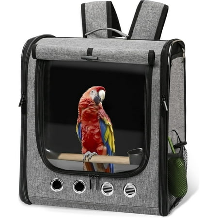 Bird Carrier Bag Bird Travel Cage with Stand, Lightweight Backpack for Parrot, Portable Bird Travel Bag, Pet Transparent Breathable Travel Cage (X-Large)