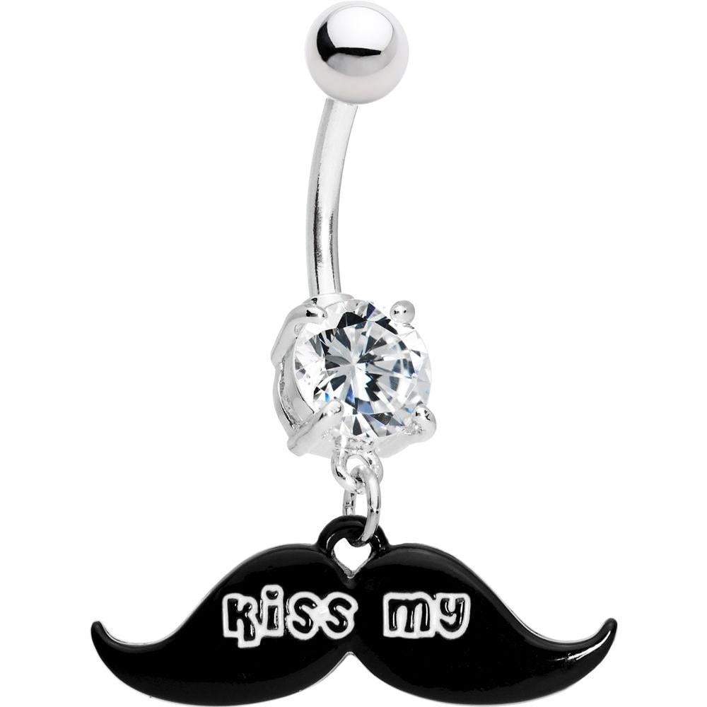 Dangle Belly Button Ring 14ga Mustache Dangle
