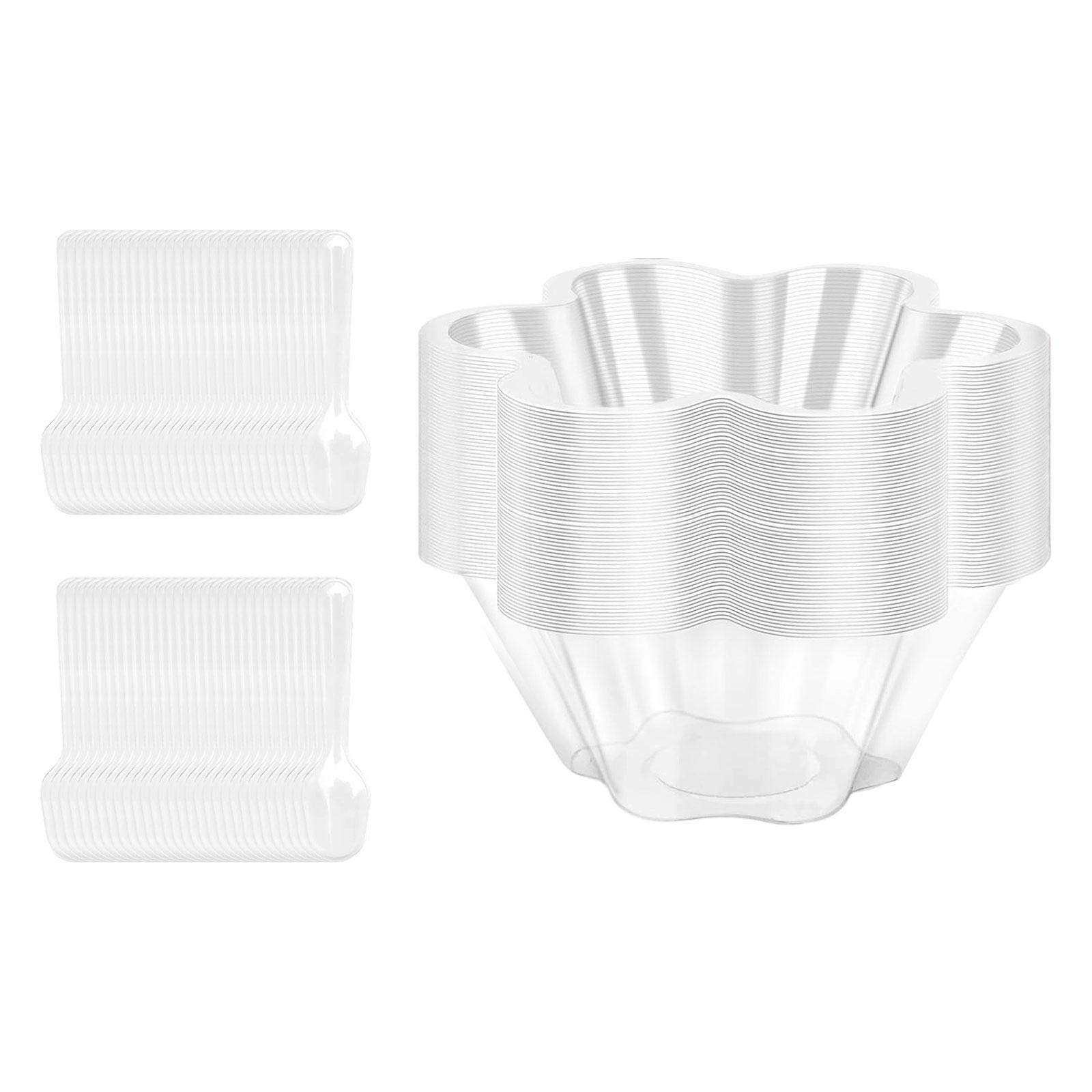 60 Sets Dessert Cups Fruit Bowls Party Serving Spoons Sturdy Plastic Construction for Baby Shower Catering Event