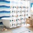 thumbnail image 5 of No Hook Shower Curtain with Built-in Rings - Floral Birds Washable Waterproof Fabric Bathroom Curtains for Hotel,Rentals, Stall 48 X 72 Inch , Teal Orange Yellow Black, 5 of 9