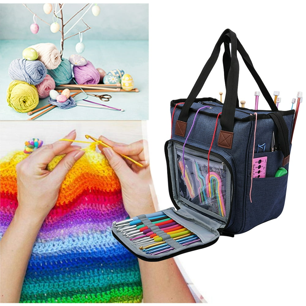 Tebru Storage Bag,Oxford Cloth Knitting Storage Bag Yarn Crochet
