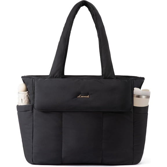 LOVEVOOK Tote Bag for Women,Zipper Puffer Work Tote with Compartments,Lightweight Travel Tote Bag for Daily,Gym,Nurse,Teacher