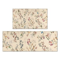 Pioneer Flower Floral Print Pattern Kitchen Rugs Sets Of 2,Anti Fatigue Kitchen Mat Rugs Non Slip Washable,Decorative Kitchen Floor Mats for Kitchen,Sink,Laundry,17"x30" 17"x47"