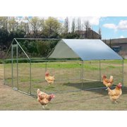 Betisef Medium Metal Chicken Coop Walk-in Poultry Cage Pen Rabbit Duck Habitat Cage Hen Run House with Waterproof&Anti-UV Cover for Outdoor Backyard Farm Use w/pointed roof (13.12’ L×9.84’ W)
