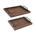 thumbnail image 3 of Fancyes 2 Pieces Rustic Serving Trays Serving Platters Decorative Ottoman Tray Vintage Stylish Farmhouse Decor for Food Tea Breakfast black brown, 3 of 8