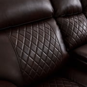 Gewnee 5-Seats Manual Recliner Sectional Sofa,PU Leather with Storage Console & Cup Holders,L-Shaped Reclining Couch for Living Room,Brown
