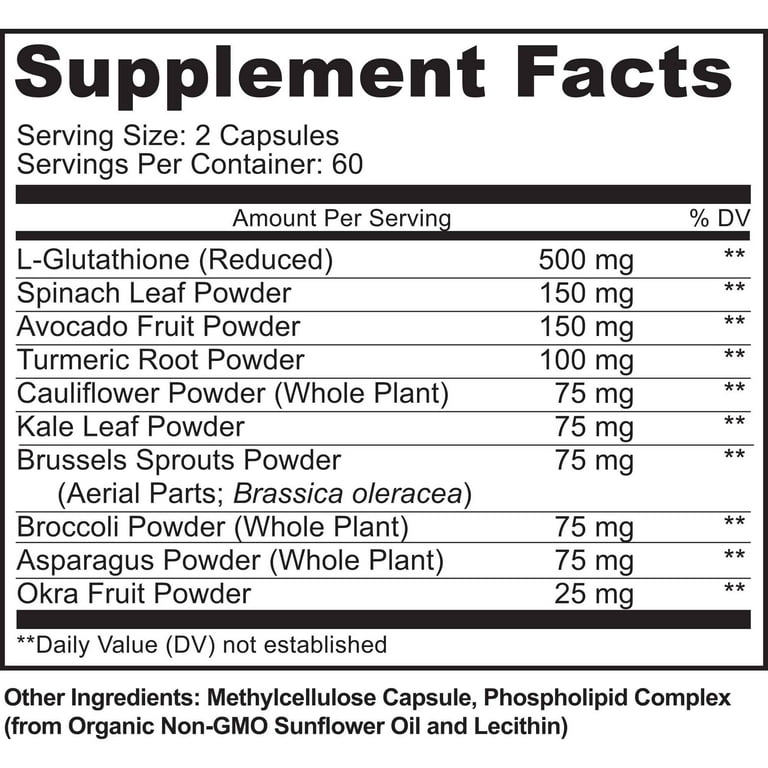 MoxyVites Liposomal Glutathione Supplement, Pure Reduced L-Glutathione  500mg, 120 Capsules - Walmart.com