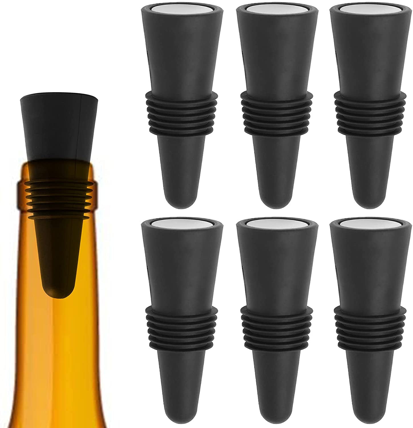 5 Colors Mixed Wine Stoppers with Grip Top Wine Bottle Stoppers,15 Pack Reusable Silicone Beverage Bottle Stoppers Decorative Bottle Sealer for Champagne Wine Saver 
