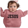 thumbnail image 2 of Bobifish Baby Dark Ribbed Sweater “JESUS” Letter Print Long Sleeve Knitted Crewneck Sweater Casual Travle Home Wear Boys Girls Pullover Top, 2 of 3