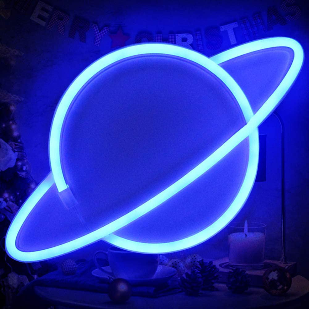 Planet Neon Light Signs Kids Room Decor Wall Light Battery USB Powered Bedroom 