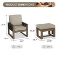 thumbnail image 2 of EAGLE PEAK 4 Pieces Natural Real Wood Cedar Outdoor Patio Conversation Set Spacious Seat Dining Chairs Set with Beige Cushions, Ottomans, 2 of 8