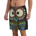 thumbnail image 2 of Wukai Boho Owl Print Beach Trunks with Compression Liner Swimsuit Quick Dry Beach Sports Shorts with Pocket-XX-Large, 2 of 8